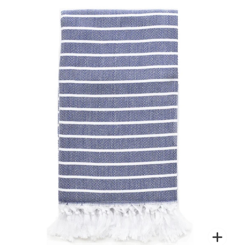 Navy and White Striped Towel